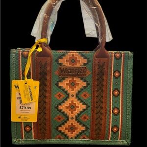 Wrangler Ethnic Pattern Green and Brown Tote